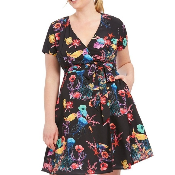 eshakti Dresses & Skirts - eShakti Black Sea Print True Wrap Dress